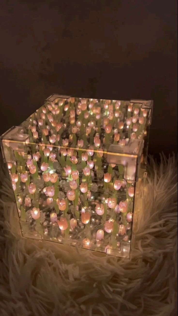 DIY Tulips Cube Mirror Lamp