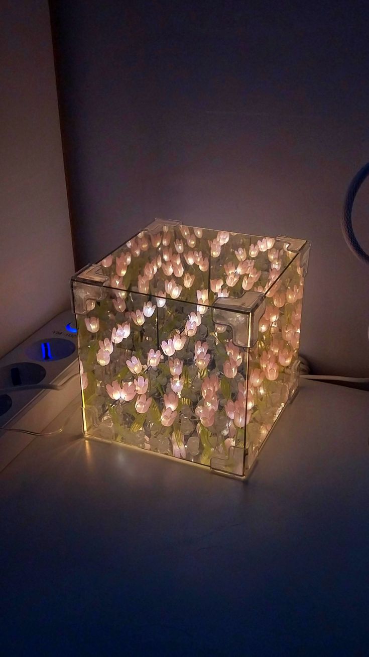 DIY Tulips Cube Mirror Lamp