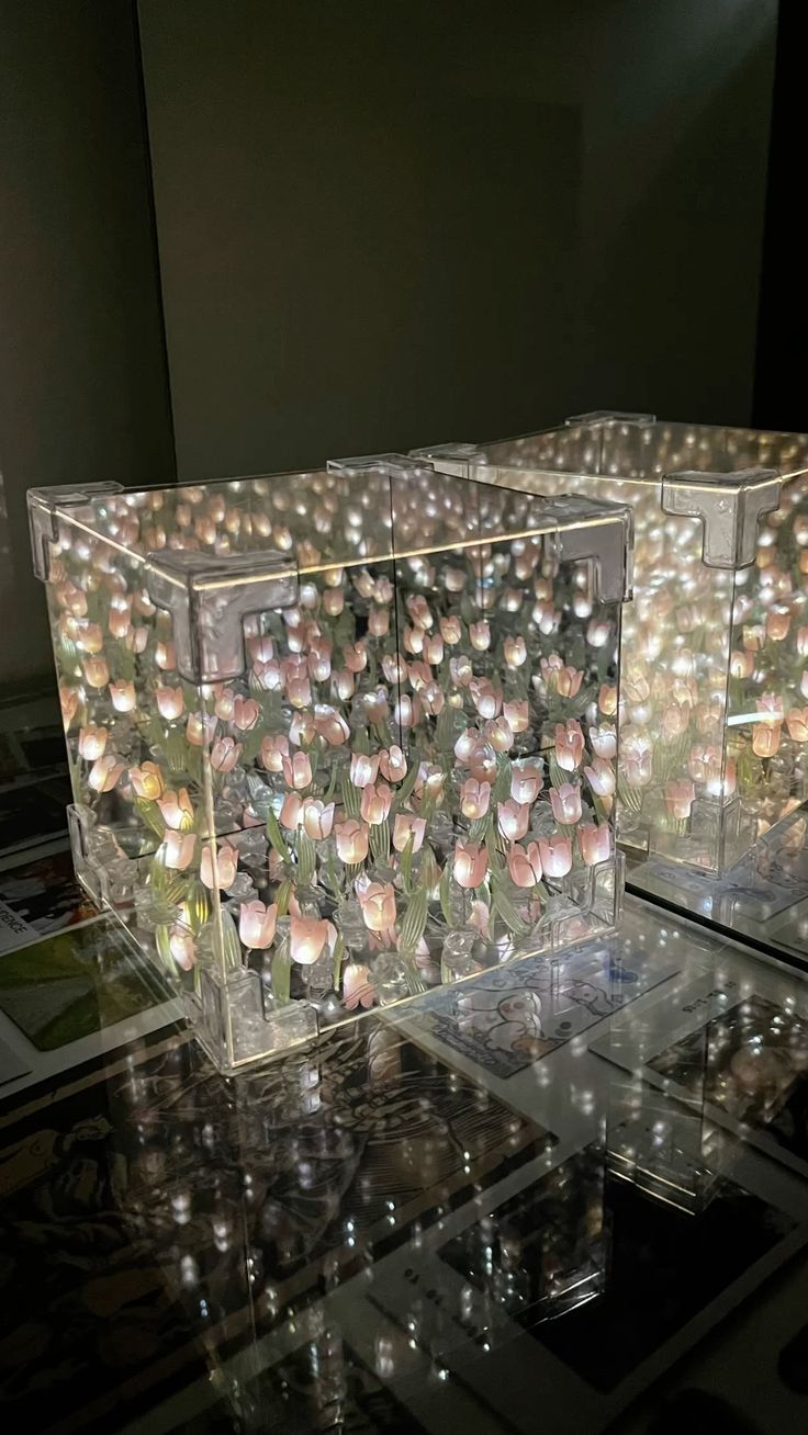 DIY Tulips Cube Mirror Lamp